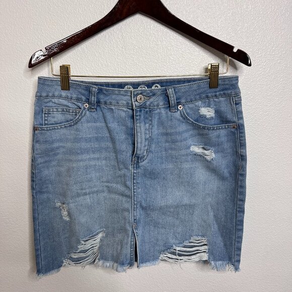 Rewash Vintage Reunion Distressed Denim Mini Skirt - Size 9/29 - Picture 1 of 6